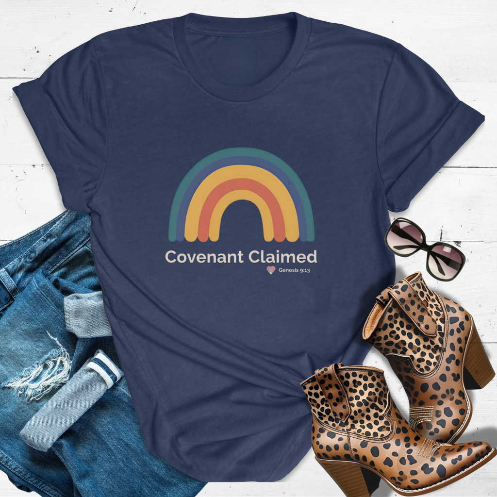 Covenant Claimed – Heart Rainbow Edition™ Tee — Secured by His Promise.