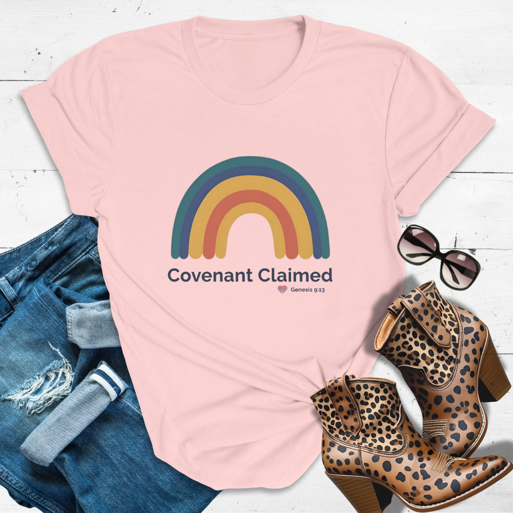 Covenant Claimed – Heart Rainbow Edition™ Tee — Secured by His Promise.