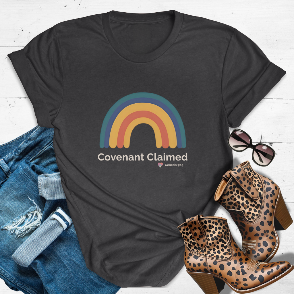 Covenant Claimed – Heart Rainbow Edition™ Tee — Secured by His Promise.