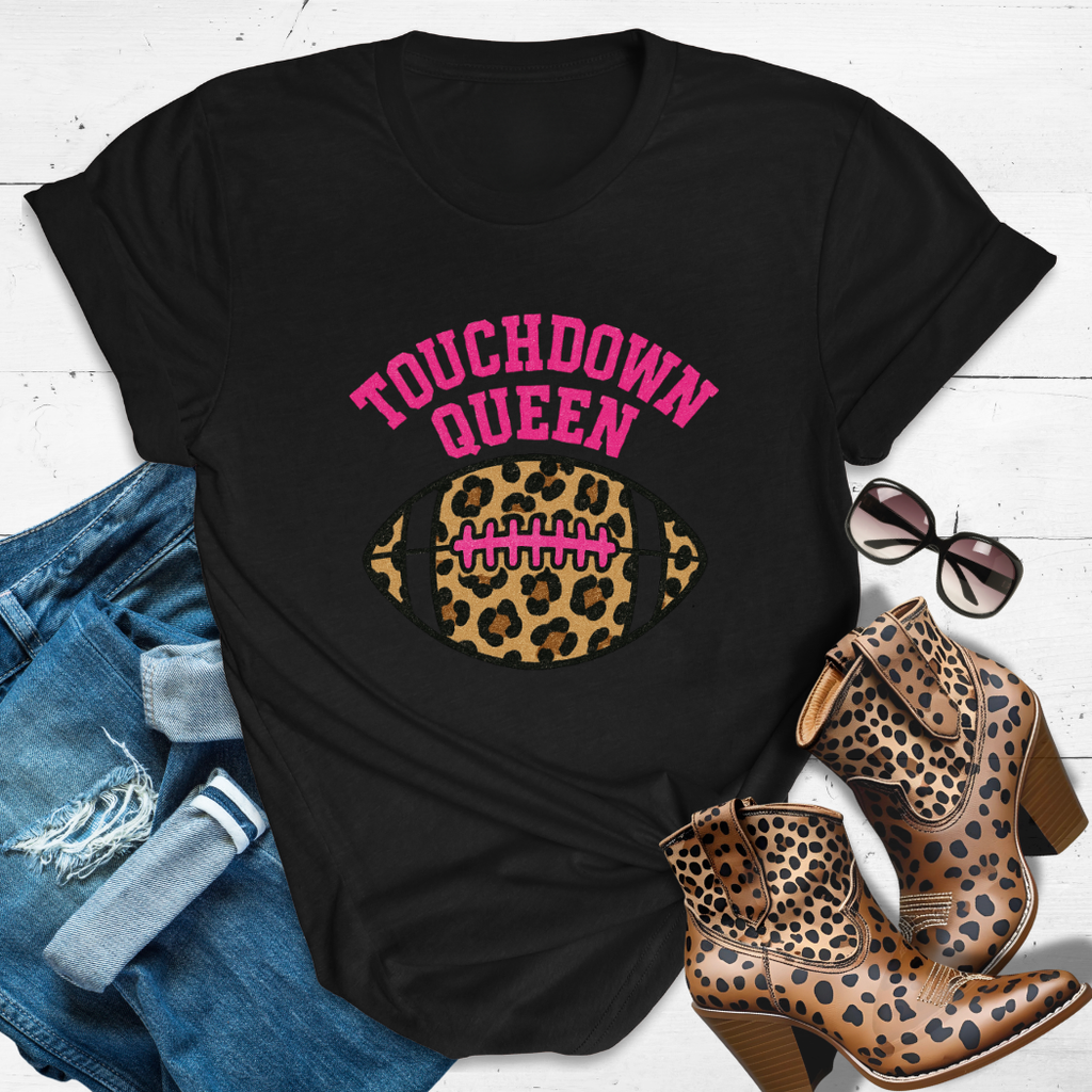 TOUCHDOWN QUEEN.™ Tee — Faith, Fierce, and First Down Sass