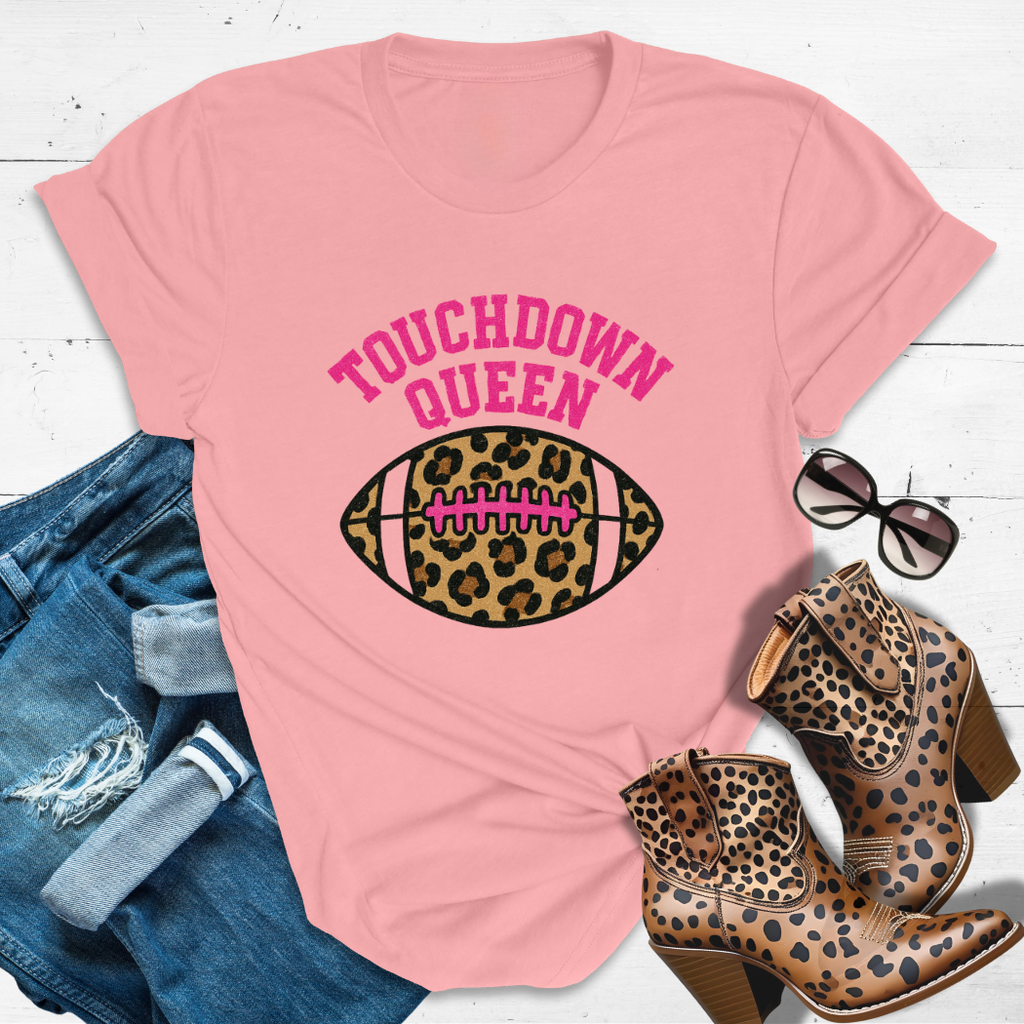 TOUCHDOWN QUEEN.™ Tee — Faith, Fierce, and First Down Sass