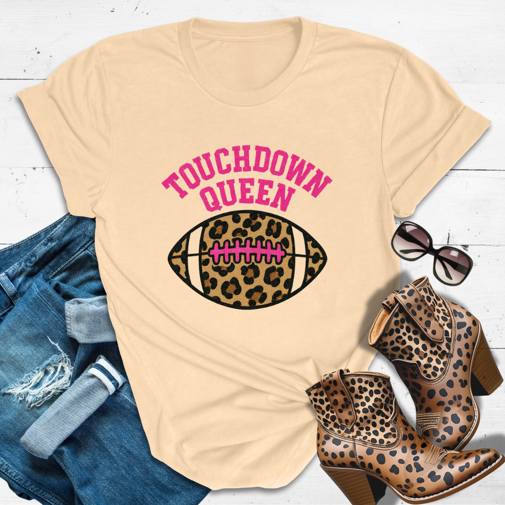 TOUCHDOWN QUEEN.™ Tee — Faith, Fierce, and First Down Sass
