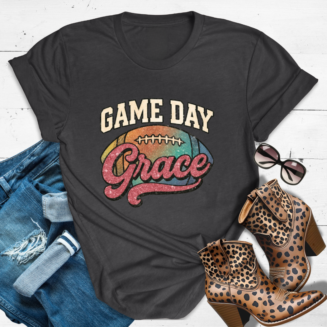 GAME DAY GRACE.™  Tee —Touchdowns + Testimonies.