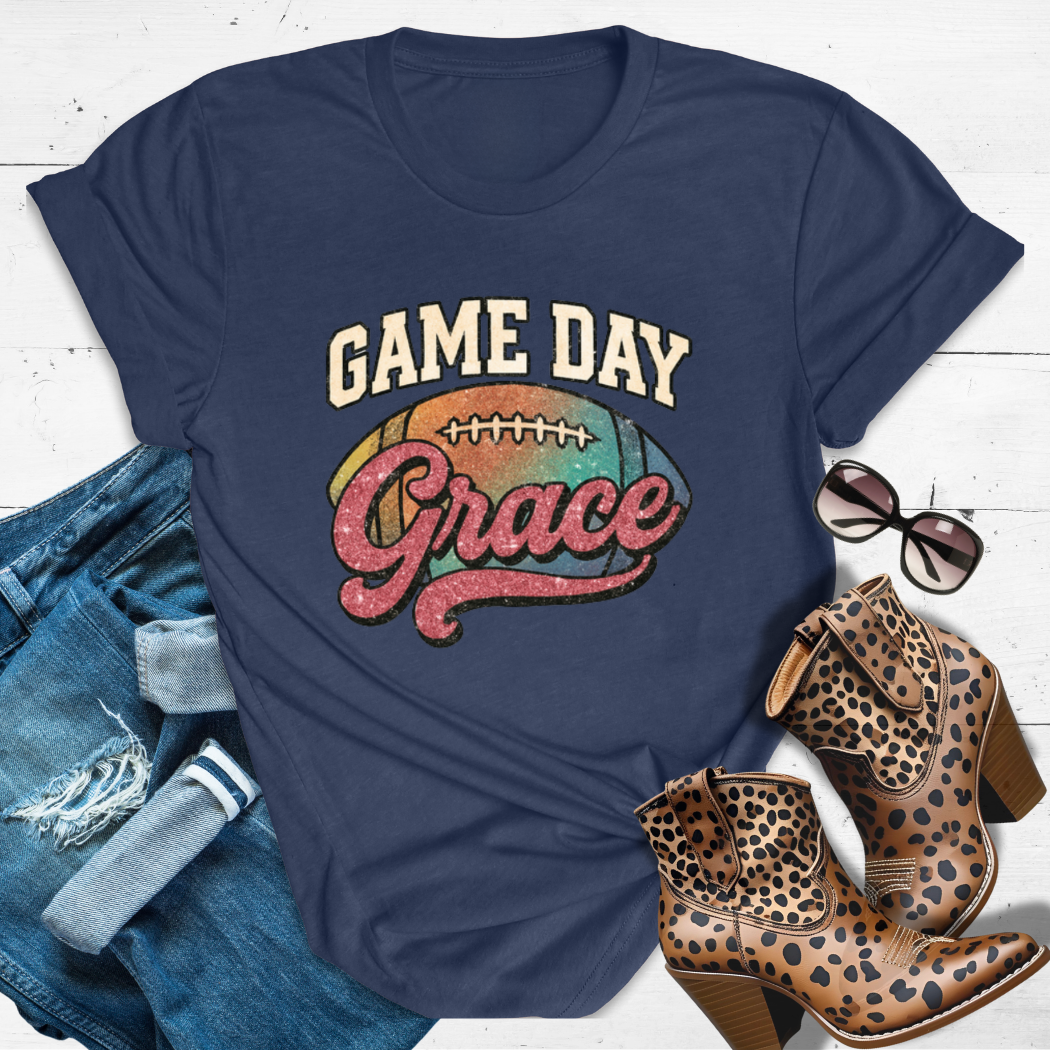 GAME DAY GRACE.™  Tee —Touchdowns + Testimonies.