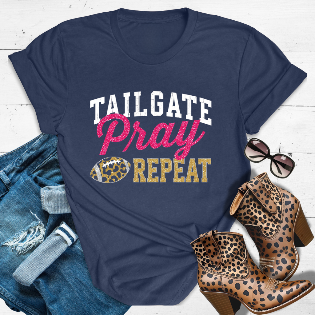TAILGATE, PRAY, REPEAT.™ Tee — Faith. Food. Football.