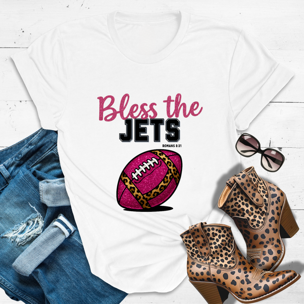 BLESS THE JETS™ Tee — Heaven’s got favorites — and she’s loud in the stands.