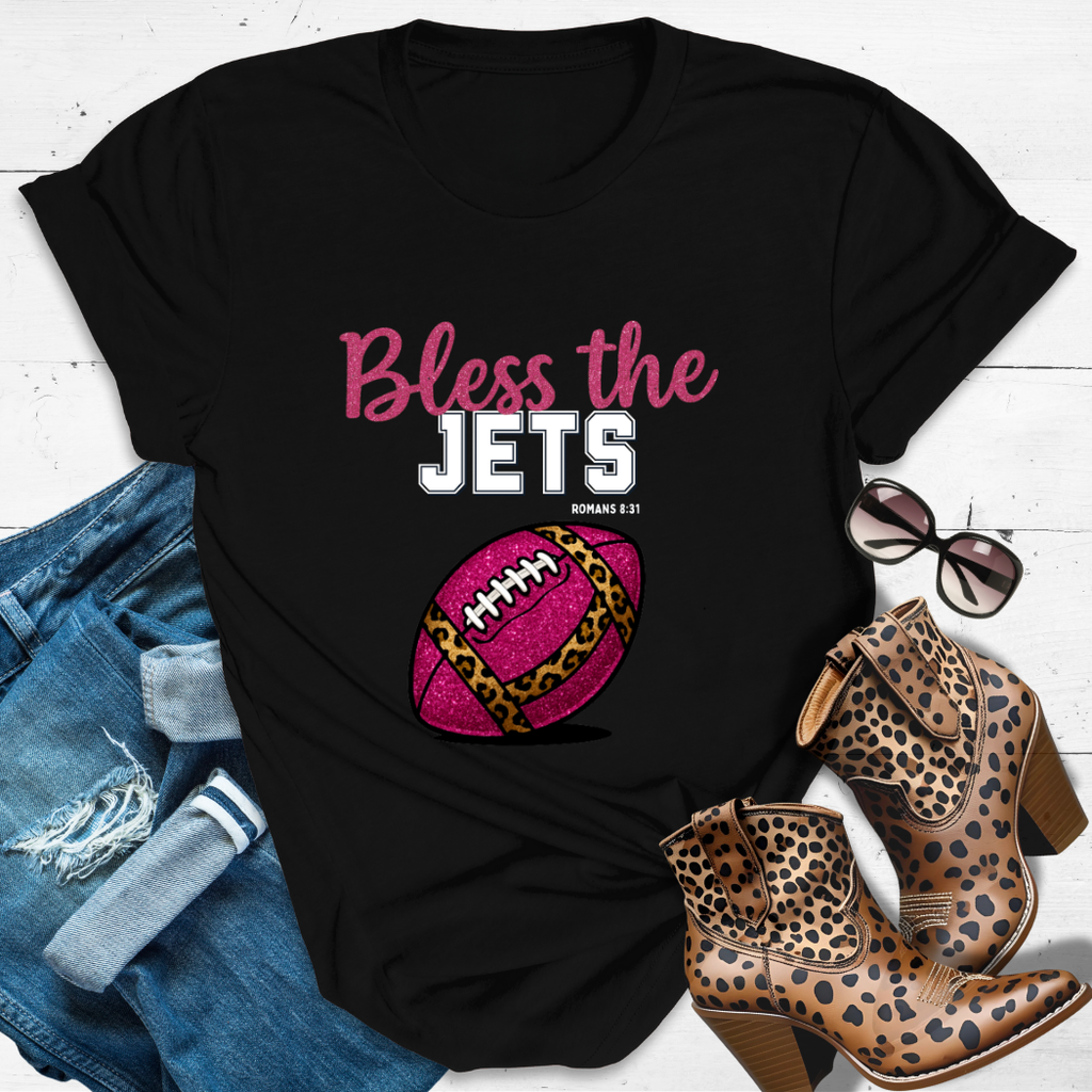 BLESS THE JETS™ Tee — Heaven’s got favorites — and she’s loud in the stands.