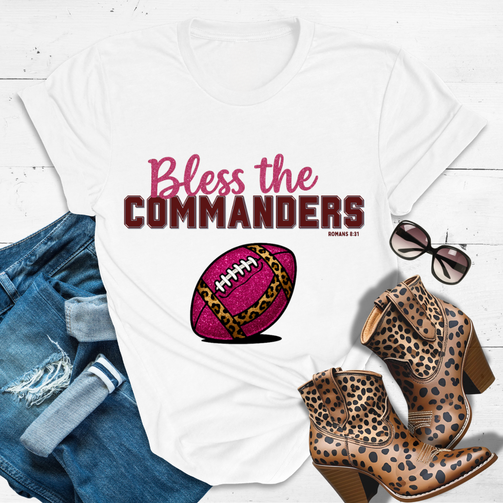 BLESS THE COMMANDERS™ Tee — Heaven’s got favorites — and she’s loud in the stands.