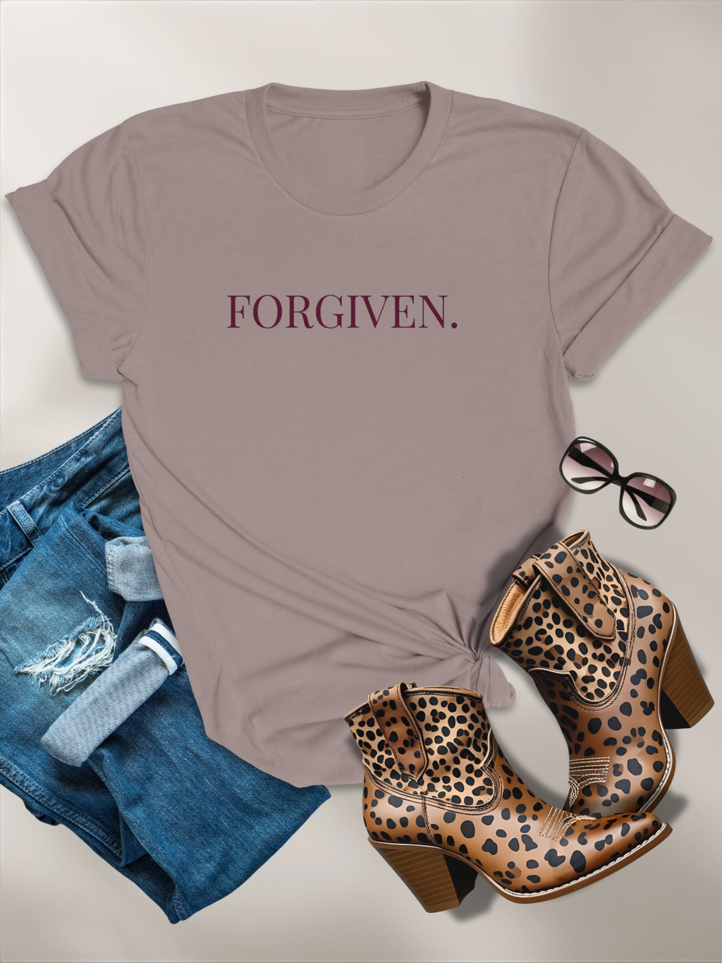 Forgiven Cross Tee — 'As Far as East to West' Christian T-Shirt