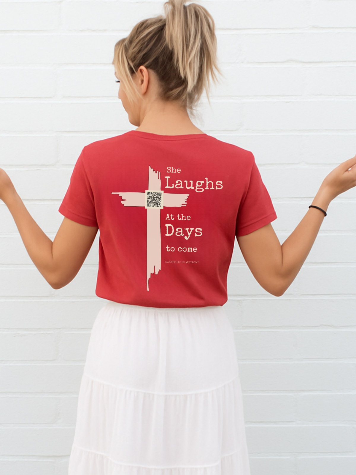 SHE LAUGHS.™  — Scripture-in-Motion™ Tee