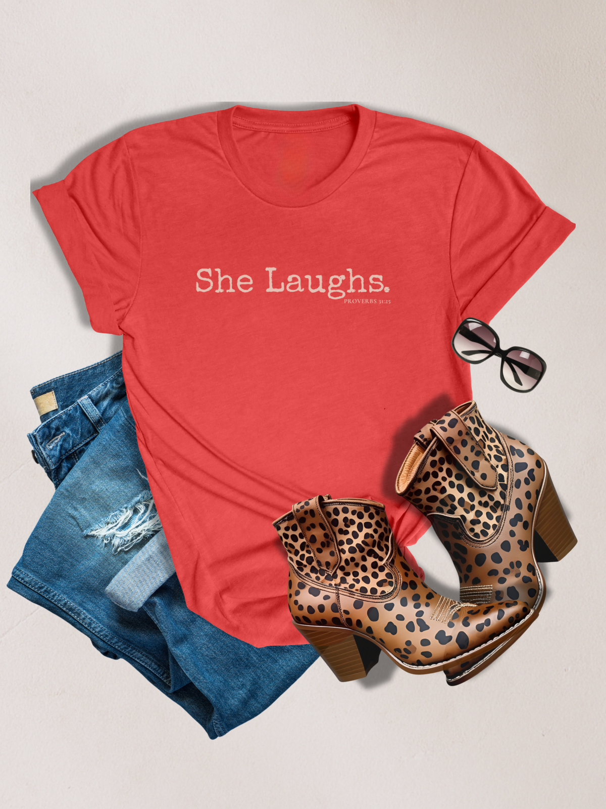 SHE LAUGHS.™  — Scripture-in-Motion™ Tee