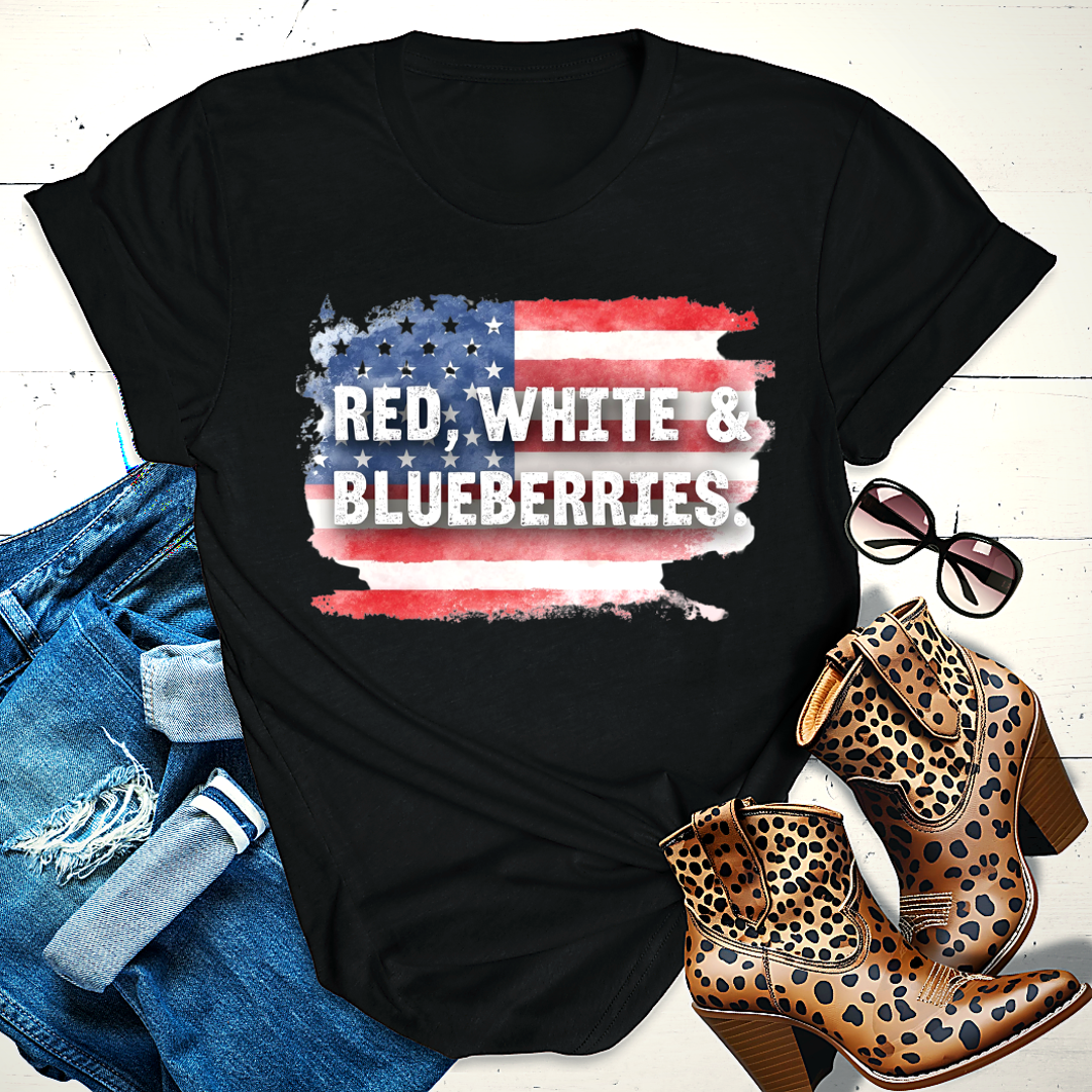RED, WHITE & BLUEBERRIES.™  Tee — Charlie and Erika Kirk’s Blueberry Budget.