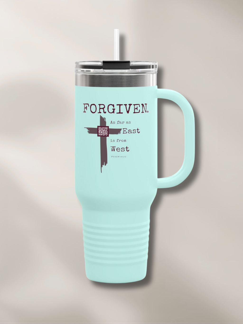 FORGIVEN.™ — Scripture-In-Motion QR™ 40oz Travel Mug