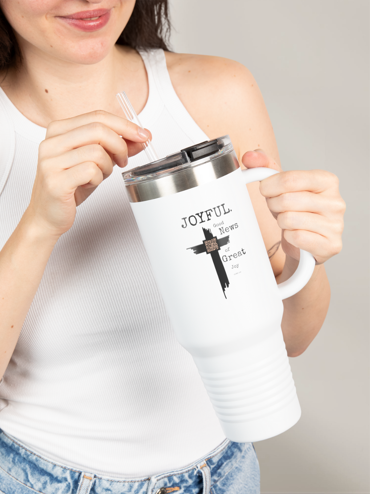 JOYFUL™ — Scripture-In-Motion QR™ Travel Mug (40oz)