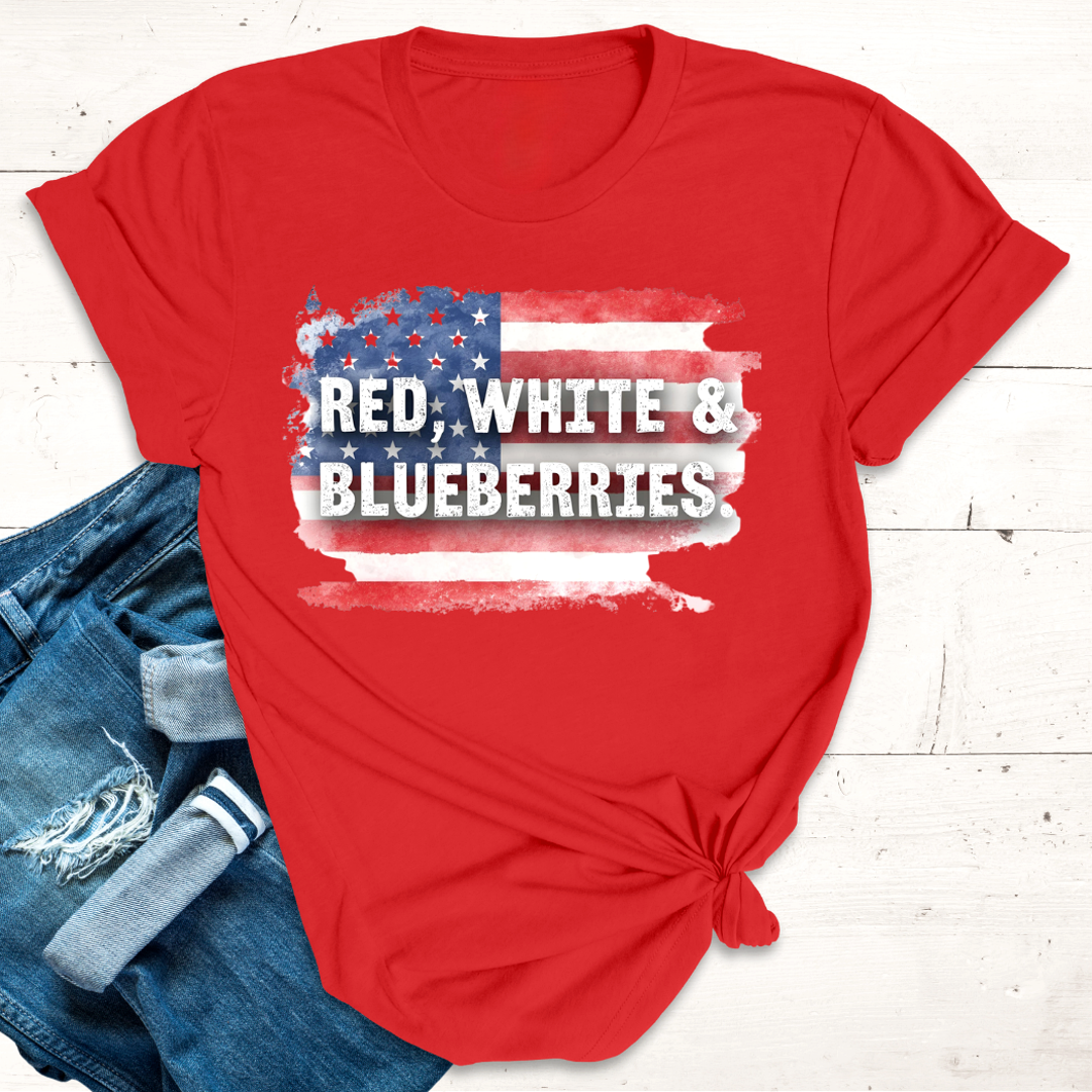 RED, WHITE & BLUEBERRIES.™  Tee — Charlie and Erika Kirk’s Blueberry Budget.